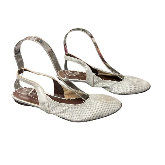 New No‎ Box Donald J Pliner Hedy Silver Metallic Leather Ballet Sling Back Flats - Picture 4 of 11